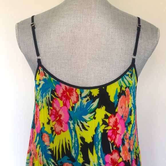 LOFT Bright Tropical Floral Accordian Pleated Midi Dress, size Small 🌺 - Picture 6 of 15